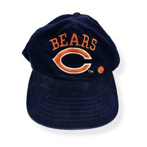 Vintage Chicago Bears Navy‎ Blue Corduroy Shell Hat Snapback Adjustable Hat